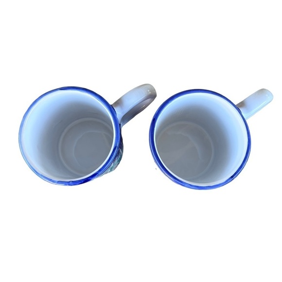 Starbucks Italy Hand Painted Christmas Tree North Star Coffee Mug Set Blue GUC - Picture 6 of 10